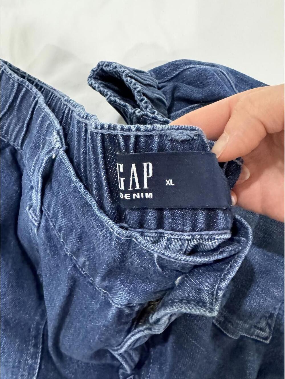 Gap High Rise Elastic Denim Utility Shorts Dark Wash XL 4" - Picture 6 of 9
